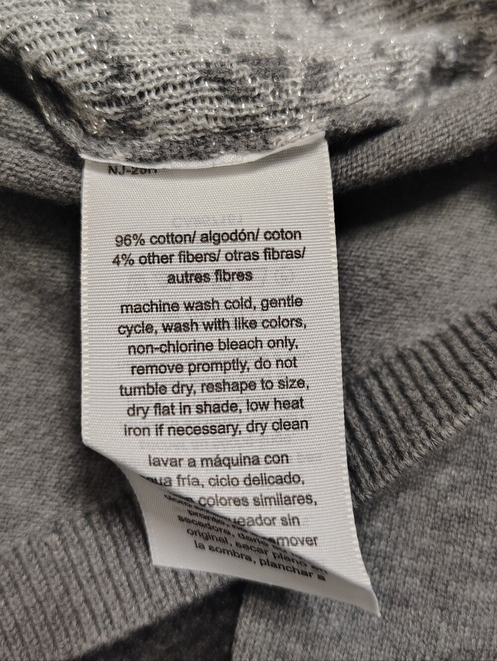 Nautica Jeans Gray Sparkle Snowflake Long Sleeve V Neck Sweater Women's Medium - Picture 7 of 10